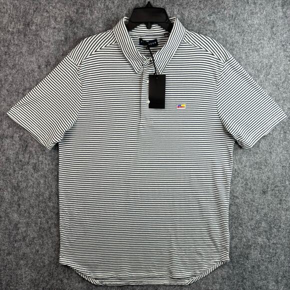 Five Four Other - Five Four Seabrook Mens Polo Striped White Blue Size Large
